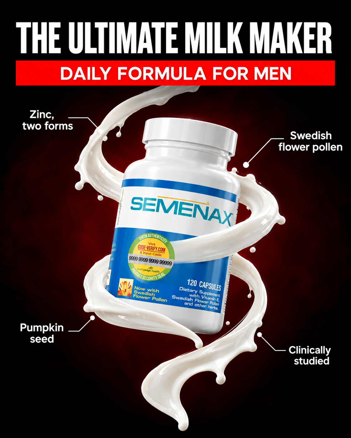 Semenax daily formula with zinc, Swedish flower pollen and pumpkin seed