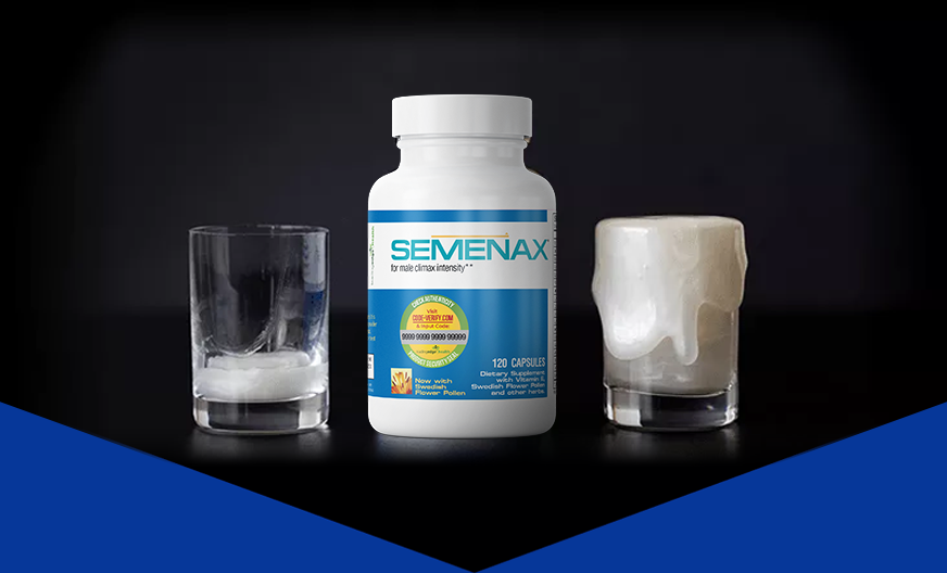 Semenax capsules with a glass of water
